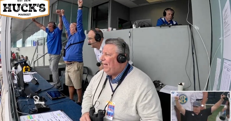 Tom Leach and Jeff Piecoro call Kentucky's win over Ole Miss with the UK Sports Network  Screenshot via UK Sports Network
